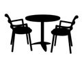 Silhouette of two chairs and a table